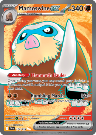 Pokémonkaart Mamoswine ex nummer 174/159 uit de set Journey Together (Scarlet & Violet)