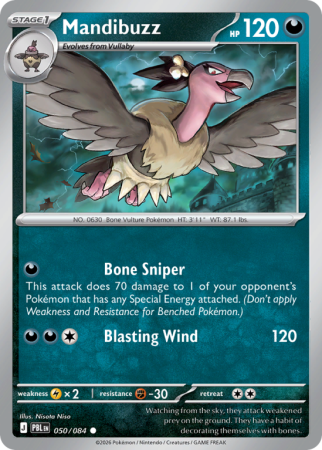 Pokémonkaart Mandibuzz nummer 50/84 uit de set Pitch Black (Mega Evolution)