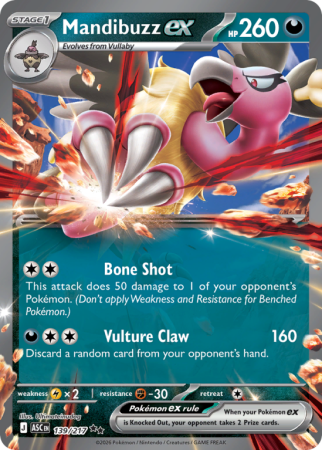 Pokémonkaart Mandibuzz ex nummer 139/217 uit de set Ascended Heroes (Mega Evolution)
