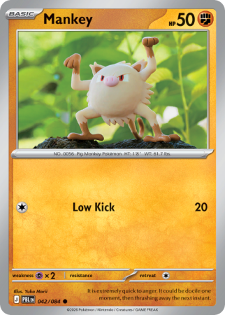Pokémonkaart Mankey nummer 42/84 uit de set Pitch Black (Mega Evolution)