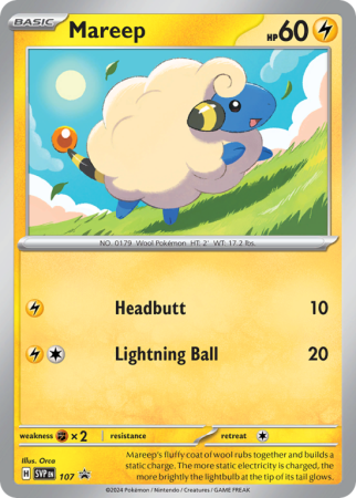 Pokémonkaart Mareep nummer 107/14 uit de set Scarlet & Violet Black Star Promos (Scarlet & Violet)