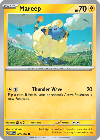 Pokémonkaart Mareep nummer 27/86 uit de set Chaos Rising (Mega Evolution)