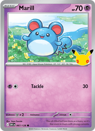 Pokémonkaart Marill nummer 067/128 uit de set 30th Celebration (Mega Evolution)