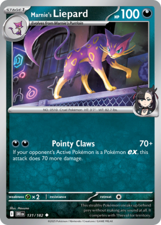 Pokémonkaart Marnie's Liepard nummer 131/182