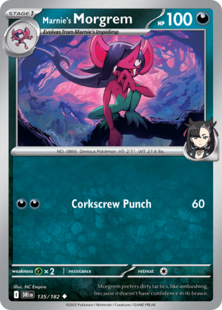 Pokémonkaart Marnie's Morgrem nummer 135/182 uit de set Destined Rivals (Scarlet & Violet)