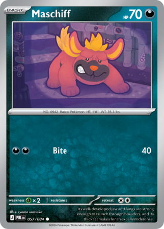 Pokémonkaart Maschiff nummer 57/84 uit de set Pitch Black (Mega Evolution)