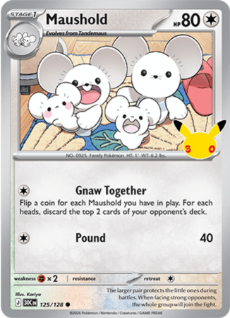 Pokémonkaart Maushold nummer 125/128 uit de set 30th Celebration (Mega Evolution)