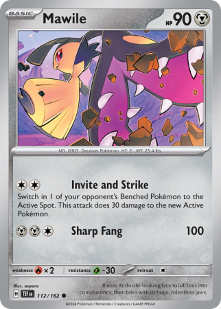 Pokémonkaart Mawile nummer 112/162 uit de set Temporal Forces (Scarlet & Violet)