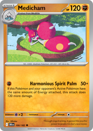 Pokémonkaart Medicham nummer 100/182 uit de set Destined Rivals (Scarlet & Violet)