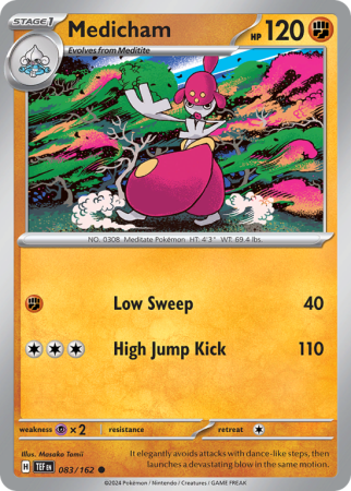 Pokémonkaart Medicham nummer 83/162 uit de set Temporal Forces (Scarlet & Violet)