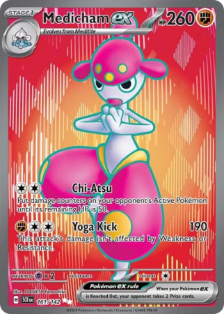 Pokémonkaart Medicham ex nummer 161/142 uit de set Stellar Crown (Scarlet & Violet)