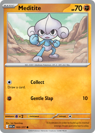 Pokémonkaart Meditite nummer 103/217 uit de set Ascended Heroes (Mega Evolution)
