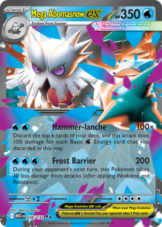 Pokémonkaart Mega Abomasnow ex nummer 36/132 uit de set Mega Evolution