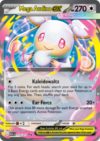 Pokémonkaart Mega Audino ex nummer 172/217
