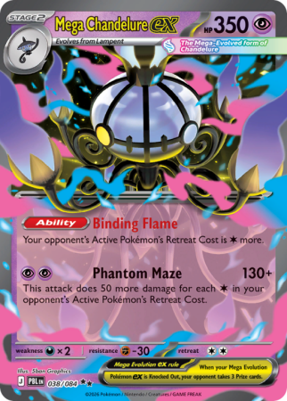 Pokémonkaart Mega Chandelure ex nummer 38/84 uit de set Pitch Black (Mega Evolution)