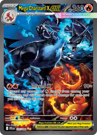 Pokémonkaart Mega Charizard X ex nummer 125/94 uit de set Phantasmal Flames (Mega Evolution)
