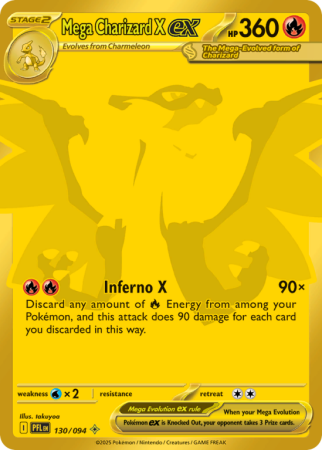 Pokémonkaart Mega Charizard X ex nummer 130/94 uit de set Phantasmal Flames (Mega Evolution)