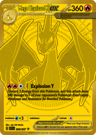 Pokémonkaart Mega Charizard Y ex nummer 294/217 uit de set Ascended Heroes (Mega Evolution)