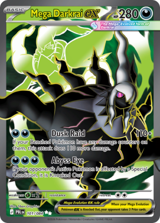Pokémonkaart Mega Darkrai ex nummer 101/84 uit de set Pitch Black (Mega Evolution)