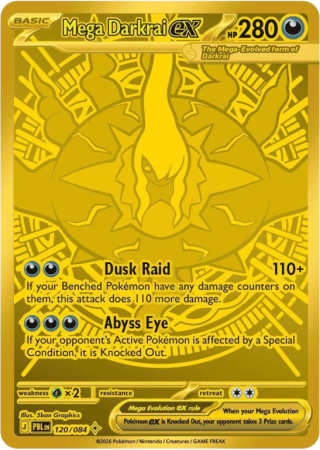 Pokémonkaart Mega Darkrai ex nummer 120/84 uit de set Pitch Black (Mega Evolution)