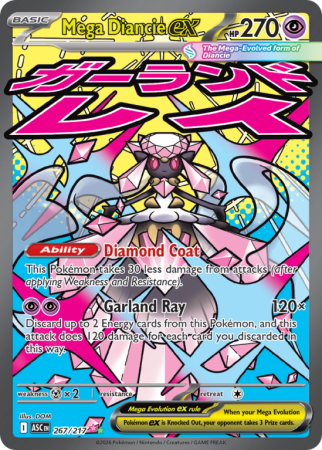 Pokémonkaart Mega Diancie ex nummer 267/217 uit de set Ascended Heroes (Mega Evolution)