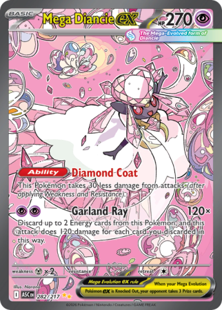 Pokémonkaart Mega Diancie ex nummer 282/217