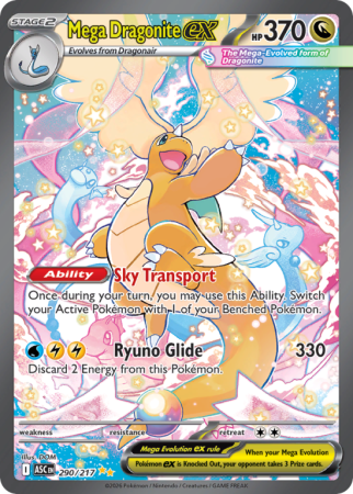 Pokémonkaart Mega Dragonite ex nummer 290/217