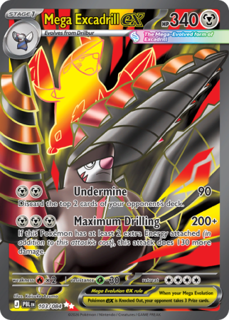 Pokémonkaart Mega Excadrill ex nummer 103/84