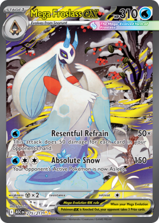 Pokémonkaart Mega Froslass ex nummer 275/217 uit de set Ascended Heroes (Mega Evolution)