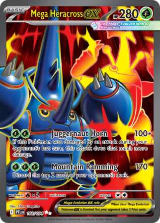 Pokémonkaart Mega Heracross ex nummer 108/94 uit de set Phantasmal Flames (Mega Evolution)