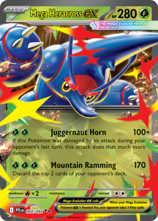Pokémonkaart Mega Heracross ex nummer 4/94 uit de set Phantasmal Flames (Mega Evolution)