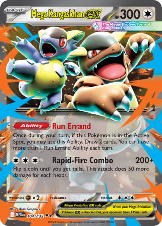 Pokémonkaart Mega Kangaskhan ex nummer 104/132 uit de set Mega Evolution