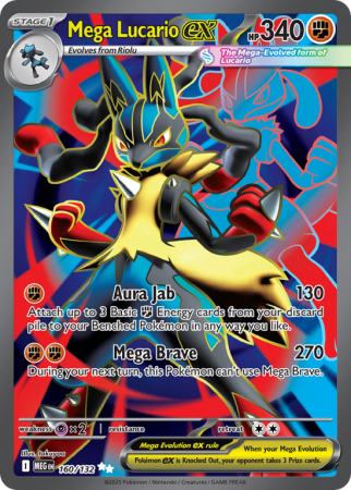 Pokémonkaart Mega Lucario ex nummer 160/132 uit de set Mega Evolution