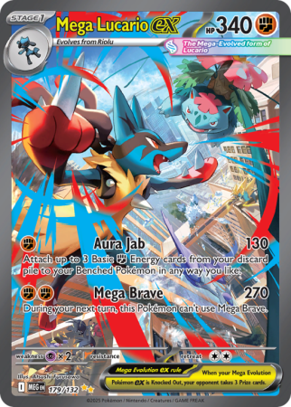 Pokémonkaart Mega Lucario ex nummer 179/132 uit de set Mega Evolution