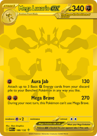 Pokémonkaart Mega Lucario ex nummer 188/132