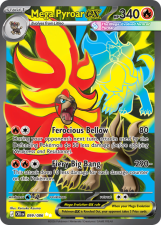 Pokémonkaart Mega Pyroar ex nummer 99/86 uit de set Chaos Rising (Mega Evolution)
