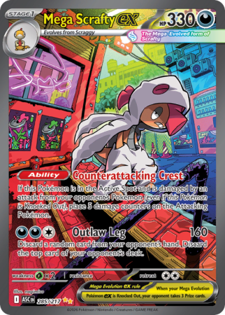 Pokémonkaart Mega Scrafty ex nummer 285/217