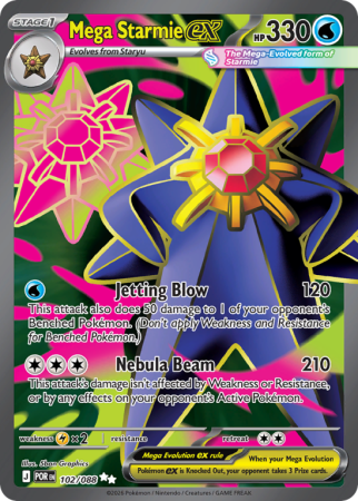 Pokémonkaart Mega Starmie ex nummer 102/88 uit de set Perfect Order (Mega Evolution)