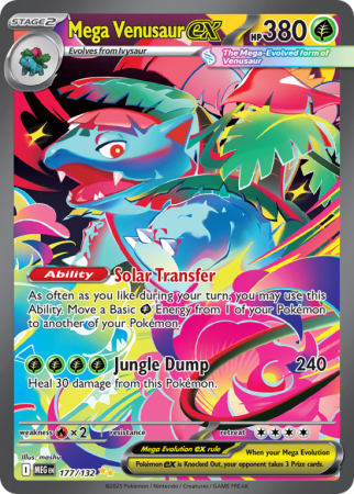 Pokémonkaart Mega Venusaur ex nummer 177/132 uit de set Mega Evolution