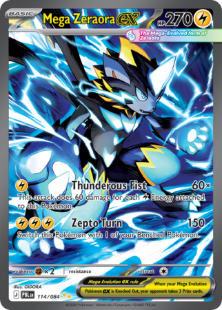 Pokémonkaart Mega Zeraora ex nummer 114/84 uit de set Pitch Black (Mega Evolution)