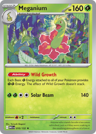 Pokémonkaart Meganium nummer 10/132 uit de set Mega Evolution