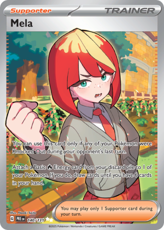 Pokémonkaart Mela nummer 140/131 uit de set Prismatic Evolutions (Scarlet & Violet)