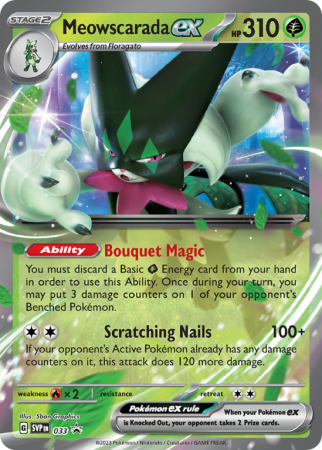 Pokémonkaart Meowscarada ex nummer 33/14 uit de set Scarlet & Violet Black Star Promos (Scarlet & Violet)
