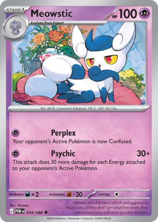 Pokémonkaart Meowstic nummer 34/88 uit de set Perfect Order (Mega Evolution)