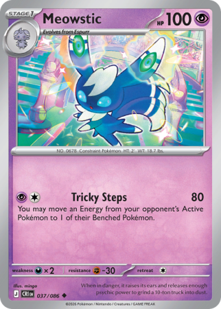Pokémonkaart Meowstic nummer 37/86 uit de set Chaos Rising (Mega Evolution)