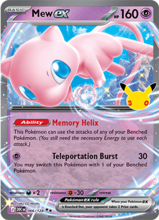 Pokémonkaart Mew ex nummer 066/128 uit de set 30th Celebration (Mega Evolution)