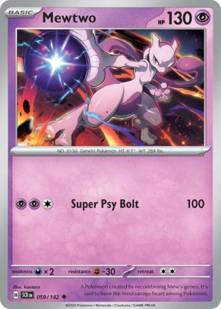 Pokémonkaart Mewtwo nummer 59/142 uit de set Stellar Crown (Scarlet & Violet)