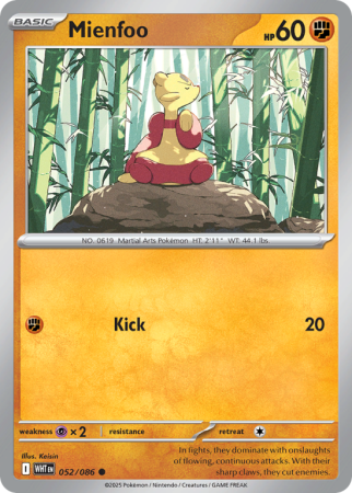 Pokémonkaart Mienfoo nummer 52/86