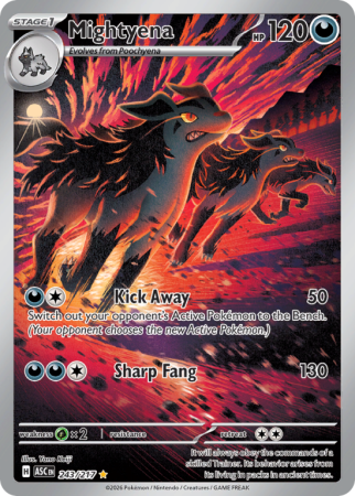 Pokémonkaart Mightyena nummer 243/217 uit de set Ascended Heroes (Mega Evolution)
