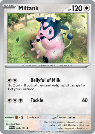 Pokémonkaart Miltank nummer 106/132 uit de set Mega Evolution